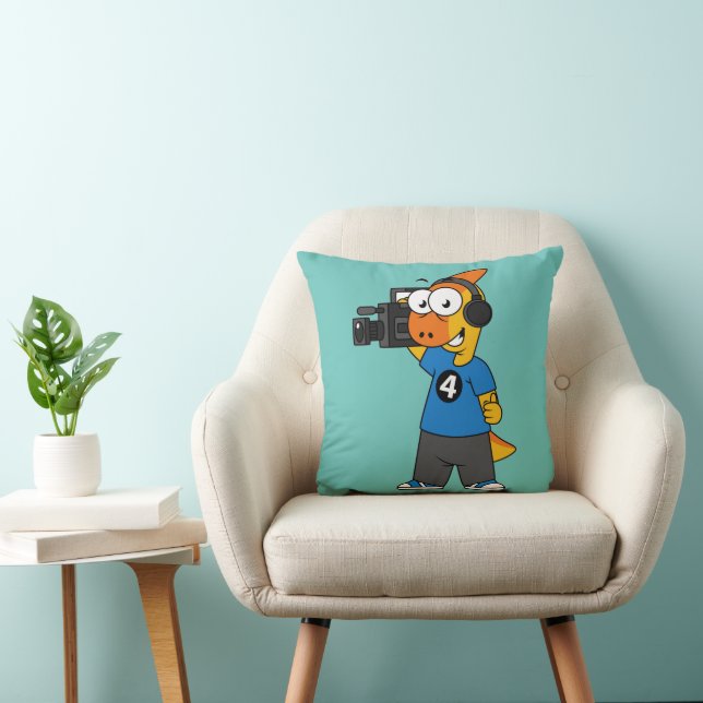 Coussin Illustration D'Un Opérateur De Caméra Parasaurolop (Chaise)