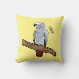 Coussin Illustration d'un perroquet gris en Afrique