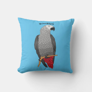 Coussin Illustration d'un perroquet gris en Afrique