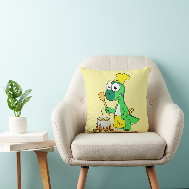 Coussin Illustration D'Une Cuisine De Parasaurolophus Dino (Chaise)