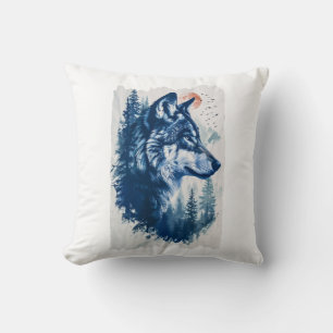 Coussin Illustration Duo Tone Wolf
