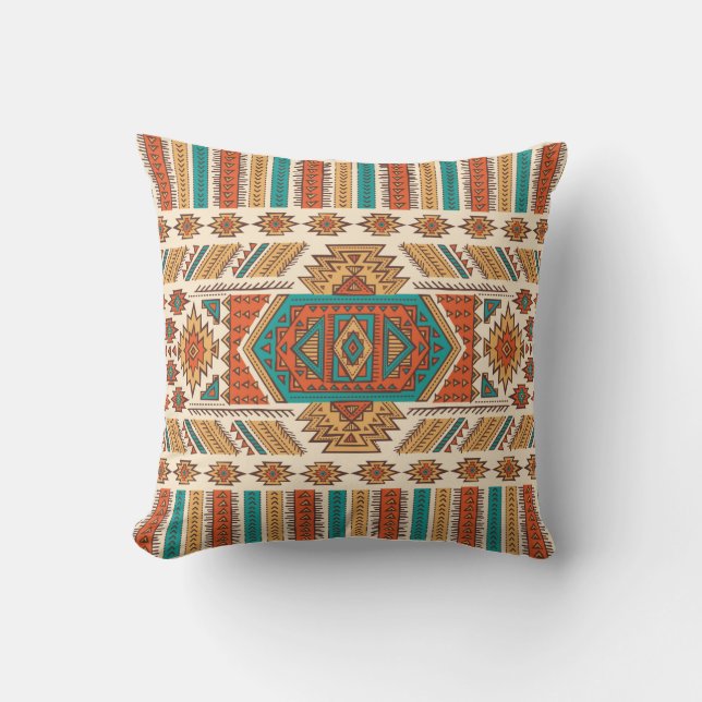 Coussin Illustration ethnique vintage tribale (Recto)