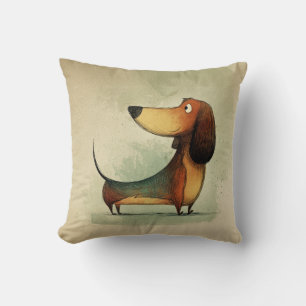Coussin Illustration fantaisiste de teckel mignon