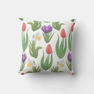 Coussin Illustration florale de printemps colorée