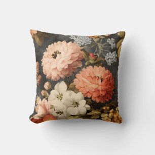 Coussin Illustration florale vintage avec fleurs mélangées
