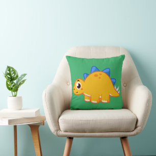 Coussin Illustration Mignonne D'Un Stegosaurus.