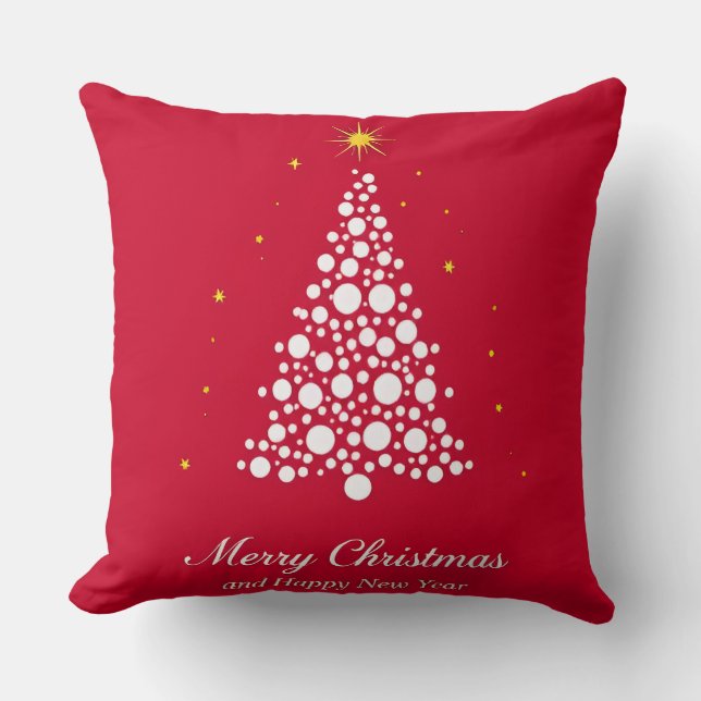 Coussin Illustration minimaliste de l'arbre de Noël (Recto)