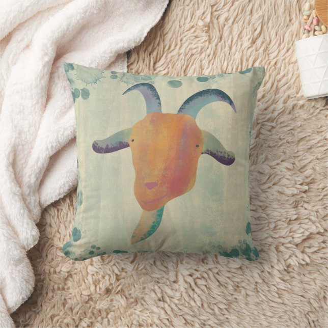 Coussin Illustration moderne de chèvre peinte (Couverture)