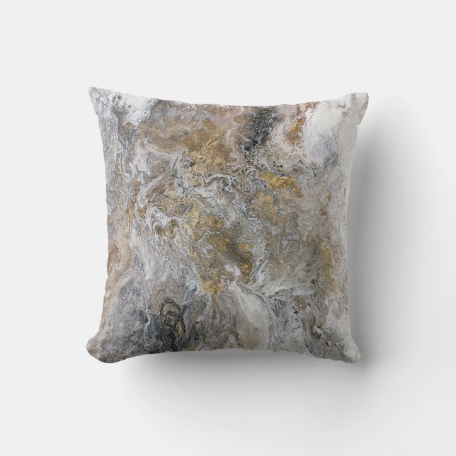 Coussin Illustration noire grise de blanc d'or de peinture (Recto)