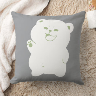Coussin Illustration numérique d'ours mignon qui agite la