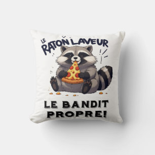Coussin Illustration Raton Laveur Humour Le Bandit Propre