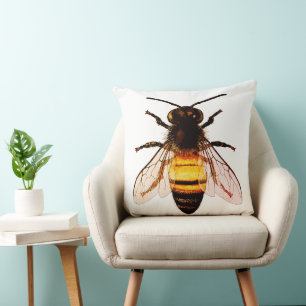 Coussin Illustration réaliste de l'art de l'abeille miel