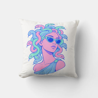 Coussin Illustration Rétro‑Pop Méduse – Lunettes de soleil