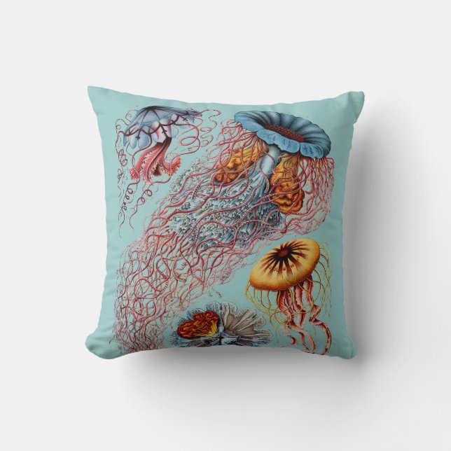 Coussin Illustration scientifique vintage de Haeckel (Recto)