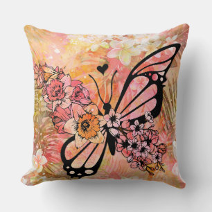 Coussin Illustration spectaculaire du papillon rose