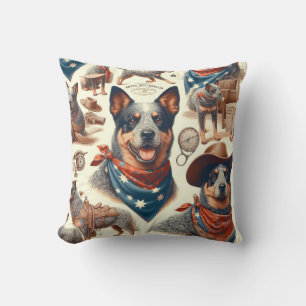 Coussin Illustration vintage Australian Cattle Dog