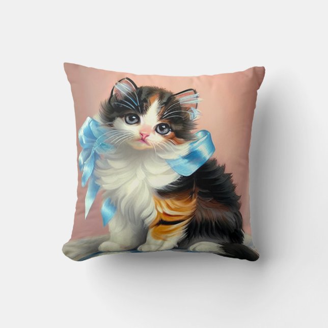 Coussin Illustration vintage Calico Kitten (Recto)