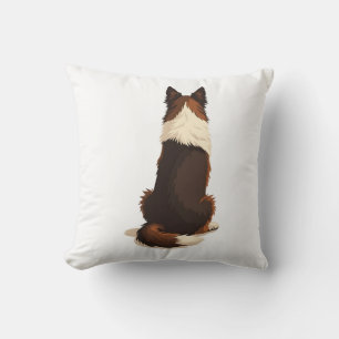 Coussin Illustration vintage de Border Collie vu de dos