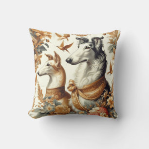 Coussin Illustration vintage de Chien de Borzoi