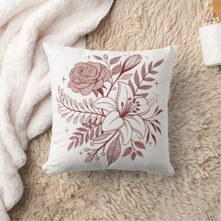 Coussin Illustration vintage de la florale du Boho