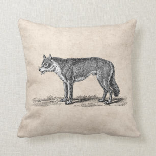 Coussin Illustration vintage de loup - modèle des loups