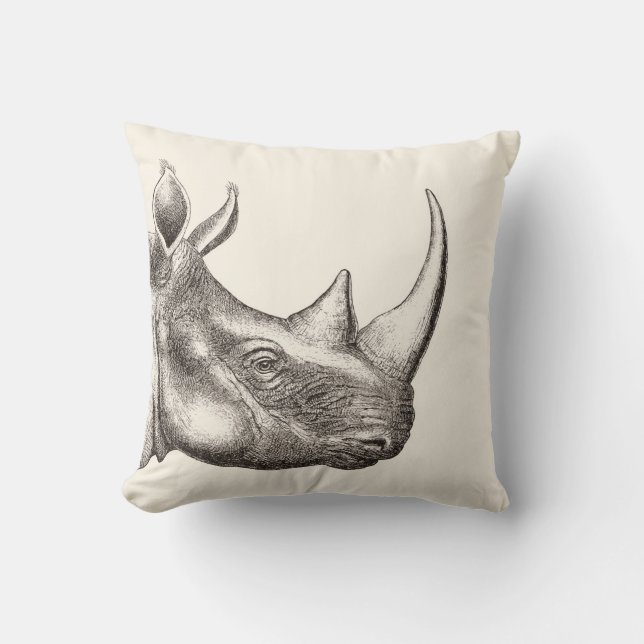 Coussin Illustration vintage de rhinocéros (Recto)