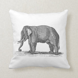 Coussin Illustration vintage d'éléphant de 1800s -