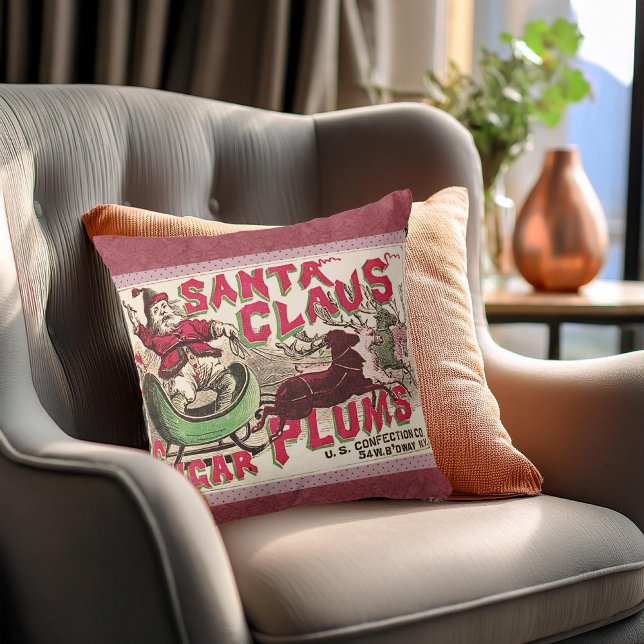 Coussin Illustration Vintage du Père Noël (Créateur téléchargé)