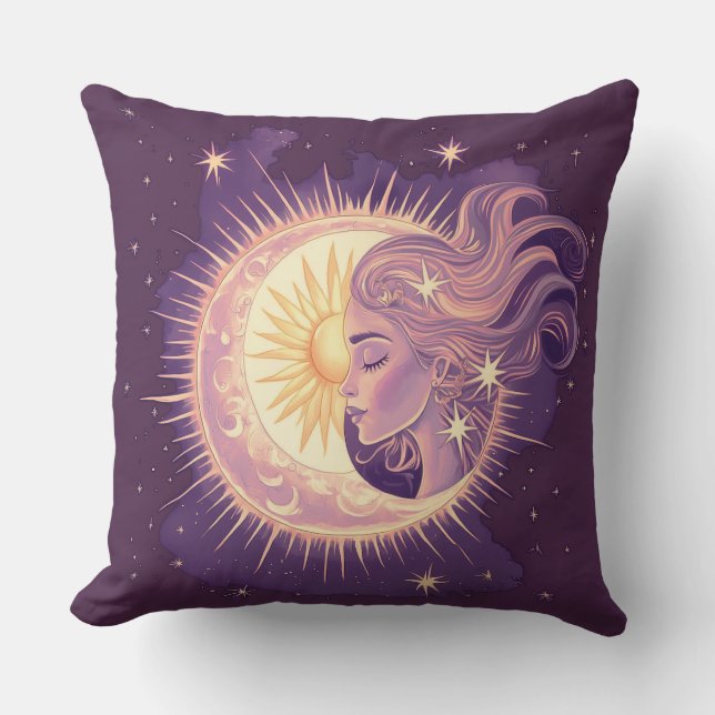 Coussin Illustration vintage Soirée Lady Moon (Recto)