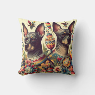 Coussin Illustration vintage Xoloitzcuintle