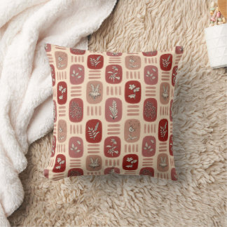 Coussin Illustrations botaniques d'automne en rouge et bei