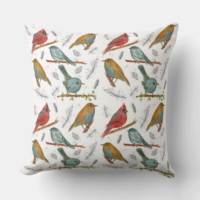Coussin Illustrations d'aquarelle d'encre de faune (Recto)