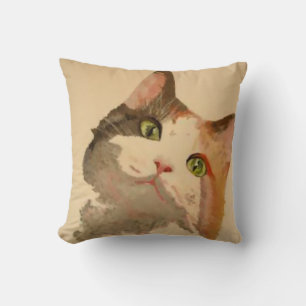 Coussin I'm All Ears : Calico Cat Portrait