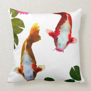 Coussin Imaginaire asiatique de carpe de poissons de Koi