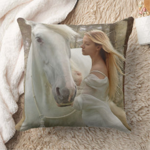 Coussin Imaginaire cheval et fille