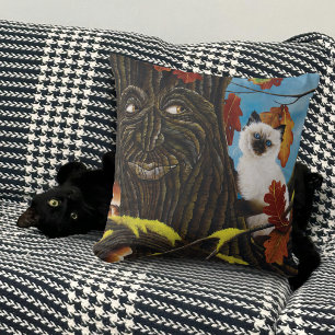 Coussin Imaginaire d'automne du chat de fin d'arbre