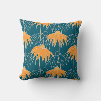 Coussin Imaginaire floral à la main dessinée sans couture 