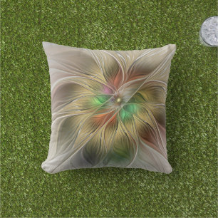 Coussin Imaginaire Floral Avec Or Moderne Abstrait Fractal