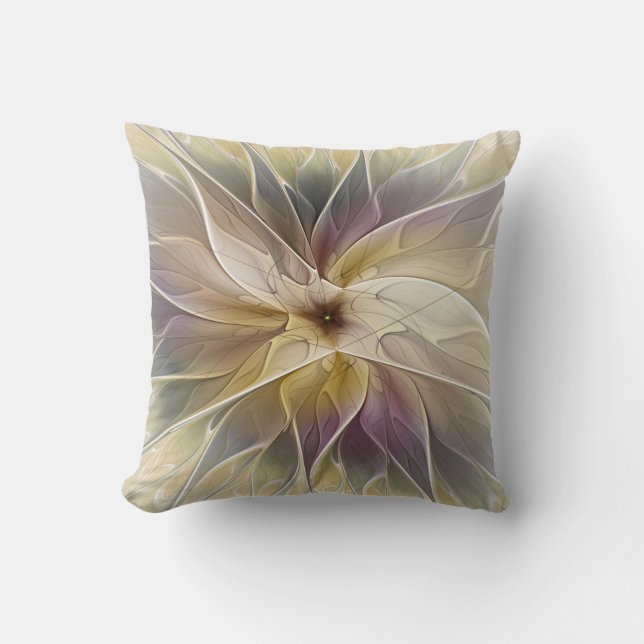 Coussin Imaginaire Floral Gold Eggplant Art Fractal Abstra (Recto)