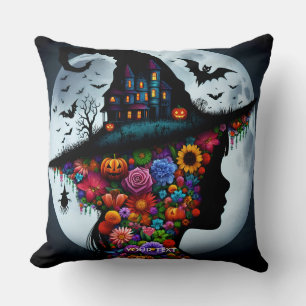 Coussin Imaginaire mignonne sorcière fille Halloween