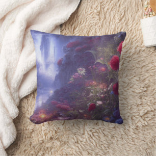 Coussin Imaginaire Misty Rainy Magical Garden River Paysag