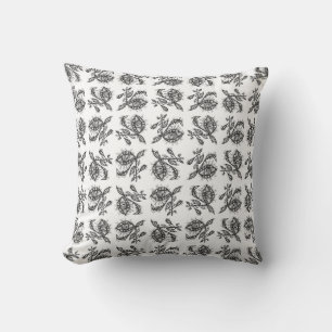 Coussin Imaginaire monstre plante dessin noir et blanc