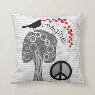 Coussin "Imaginez" la conception de symbole de paix de