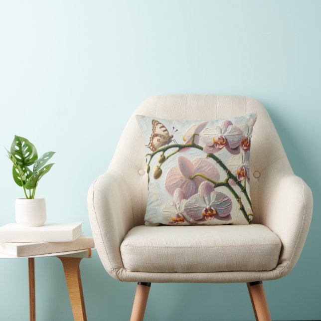 Coussin Impasto Peindre papillon et orchidées (Chaise)