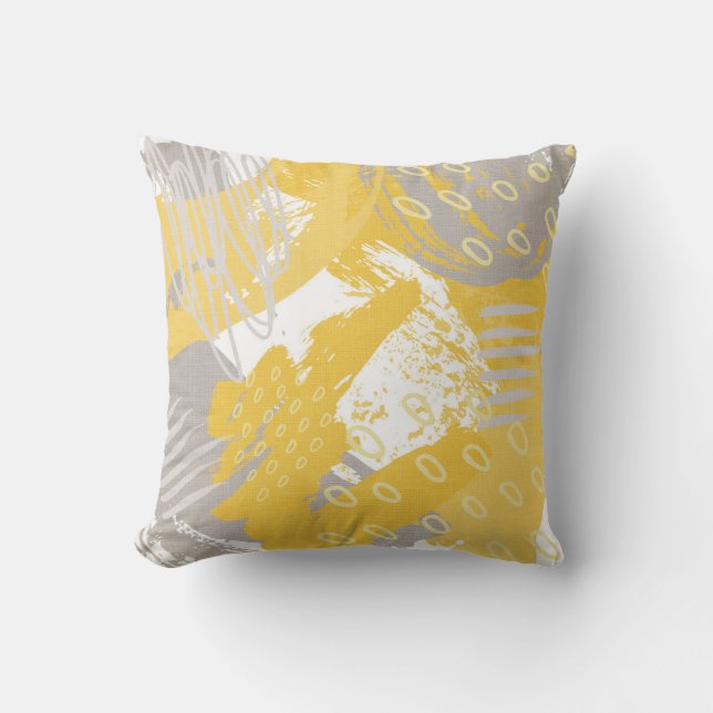 Coussin Impression abstraite gris ocre (Recto)