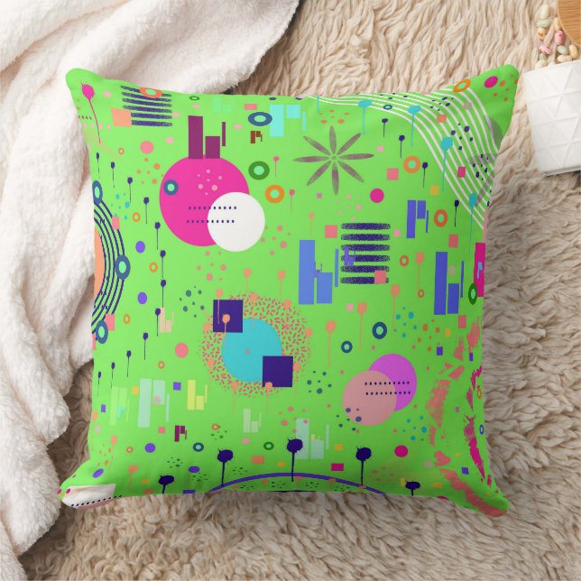 Coussin Impression abstraite vert citron (Couverture)