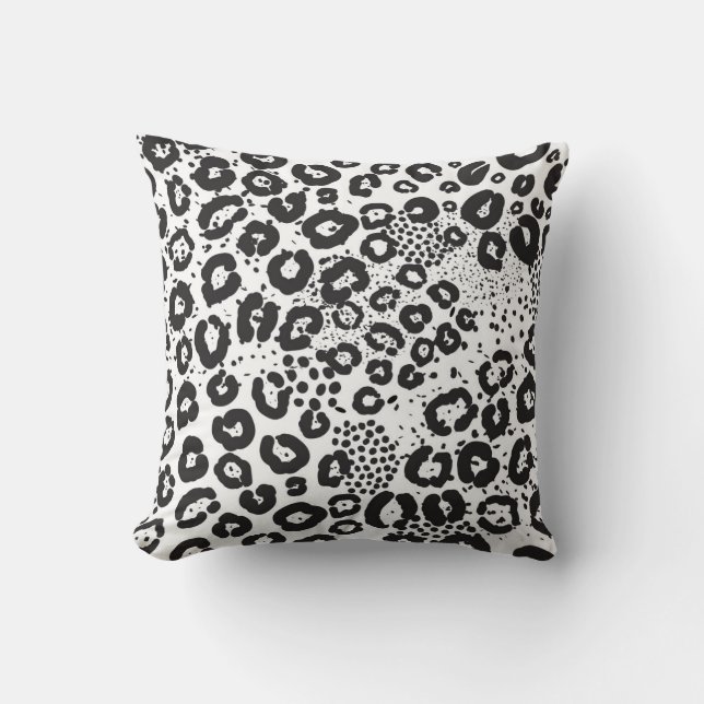 Coussin Impression animale noir blanc léopard des neiges g (Recto)