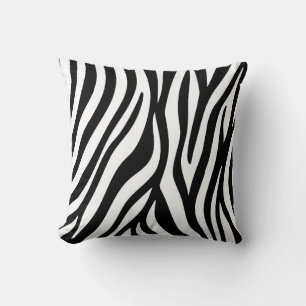 Coussin Impression audacieuse en noir et blanc à rayures d