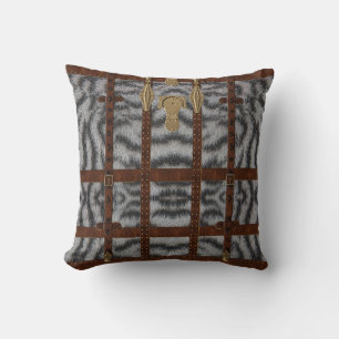 Coussin Impression d'animal de tigre blanc tribal en cuir