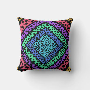 Coussin Impression d'animal guépard arc-en-ciel géométriqu